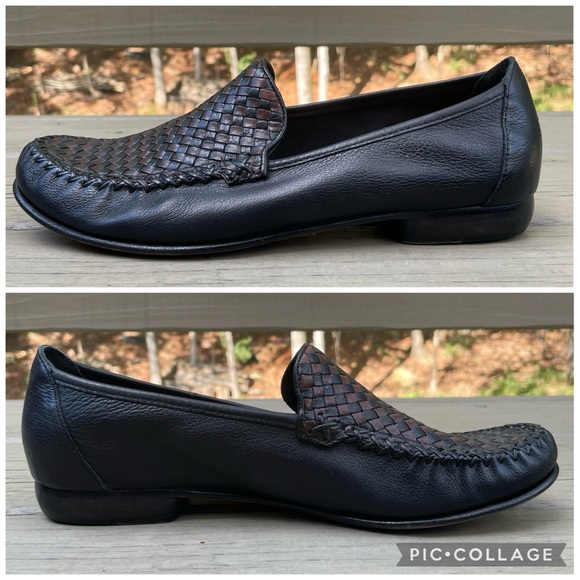 Cole Haan Black and Brown Woven Leather Loafers Shoes size 10 B - Picture 8 of 11